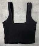 Czarny Crop top kwadratowy dekolt Asos 4 XXS na ramiączkach bawełna