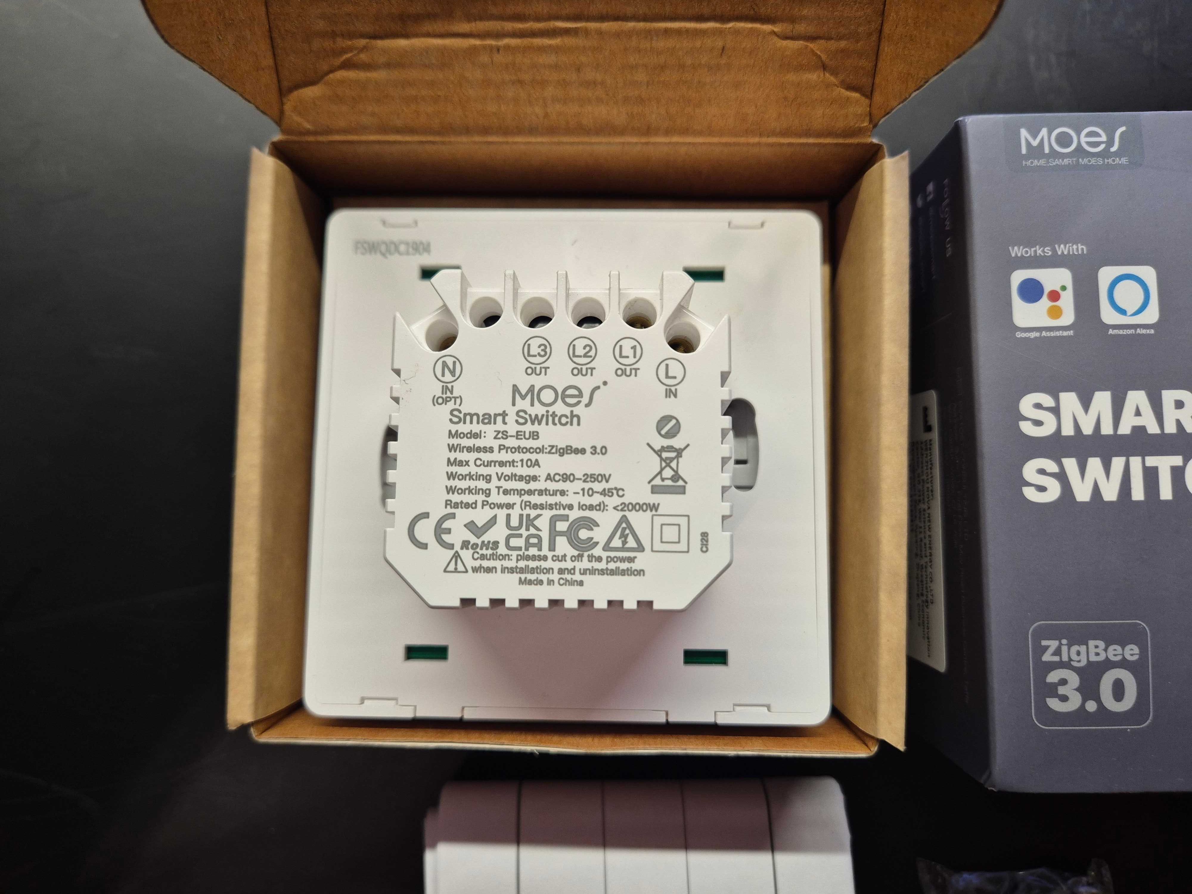 Умный выключатель Moes ZS-B-EU1-WH-MS Zigbee 3.0 1 клавиша Tuya Smart