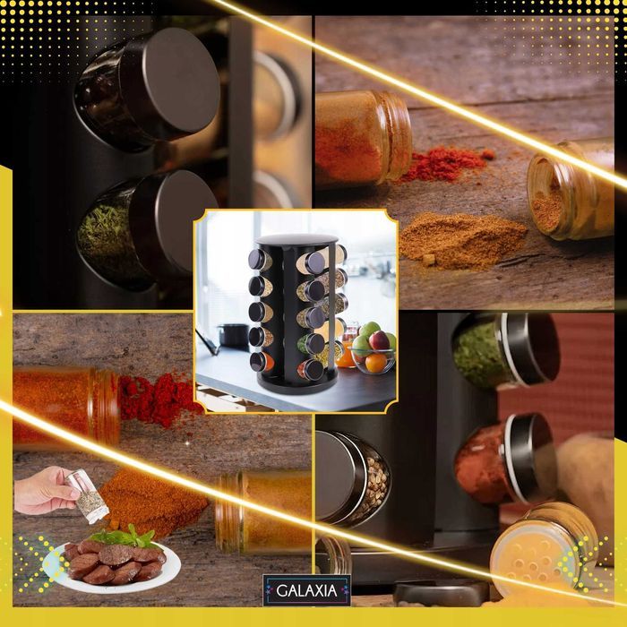 STOJAK NA PRZYPRAWY Pojemniki 20 szt Słoiczki Słoiki + NAKLEJKI