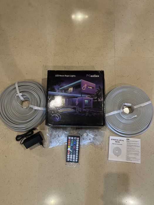 Luzes Néom Led 30M (2x15)—Comando, Carregador e Acessórios Incluídos!