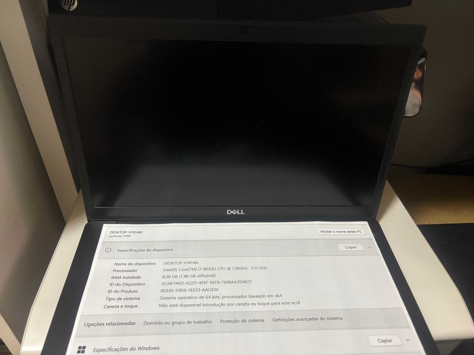 Portátil Dell 7490 / 8GB / 256 GB / I7 - 8650 CPU 1.90 GHZ 2.11GHZ