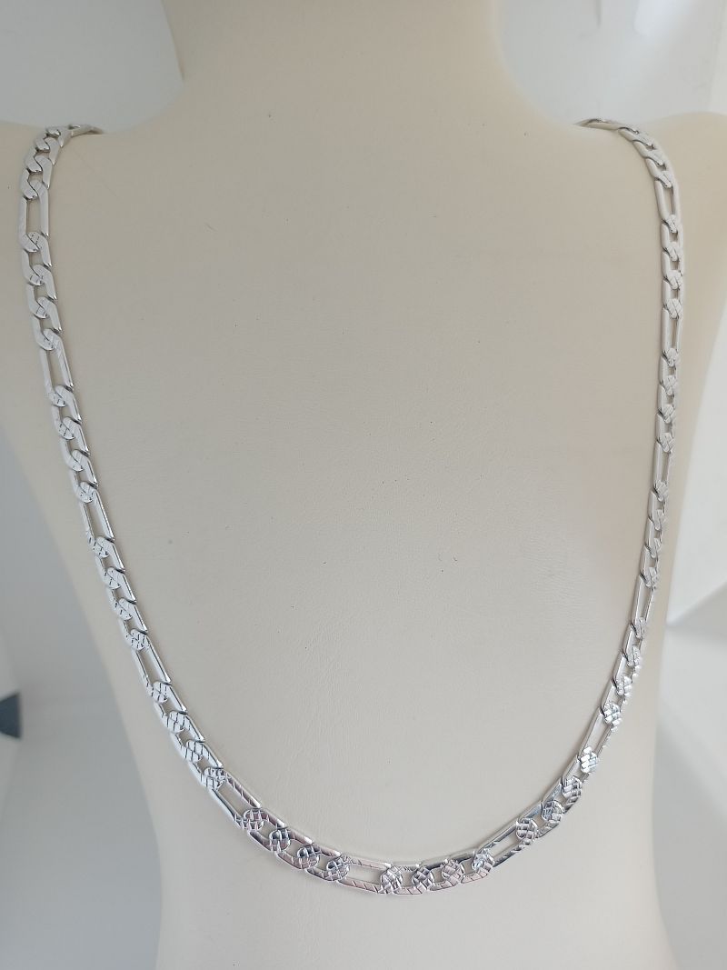 Srebrny Łańcuszek Figaro Frezowany 45cm 19g stal Silver Plated
