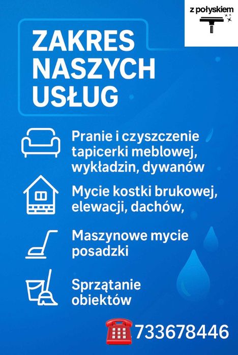 Pranie tapicerki (kanap, krzeseł, wykładzin, dywanów) i sprzątanie