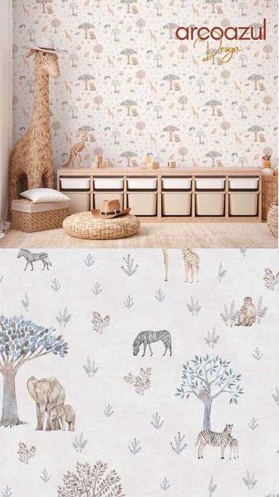 Papel de Parede Infantil Dinossauros , savana, princesas  By Arcoazul