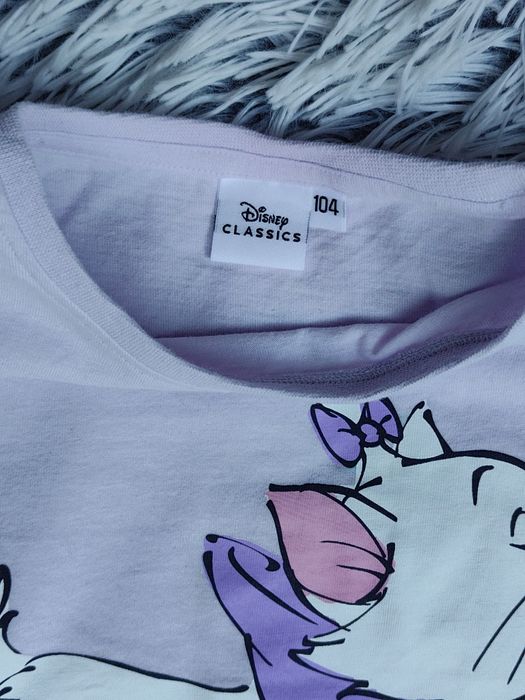 Zestaw dres Disney dla dziewczynki bluzka 104 spodnie 110 kotek fiolet
