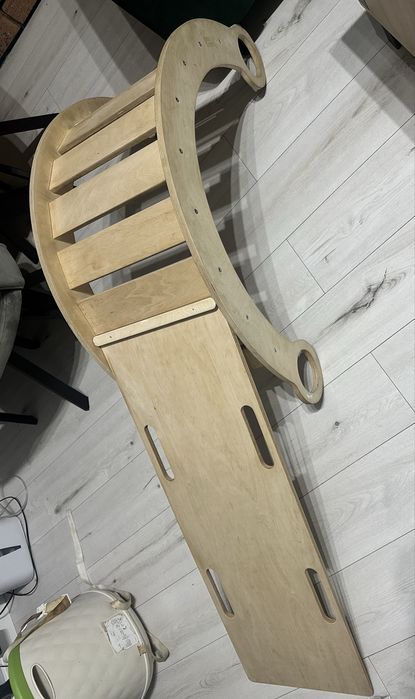 Bujak drewniany Baby Wood M z poduchą + zjeżdżalnia