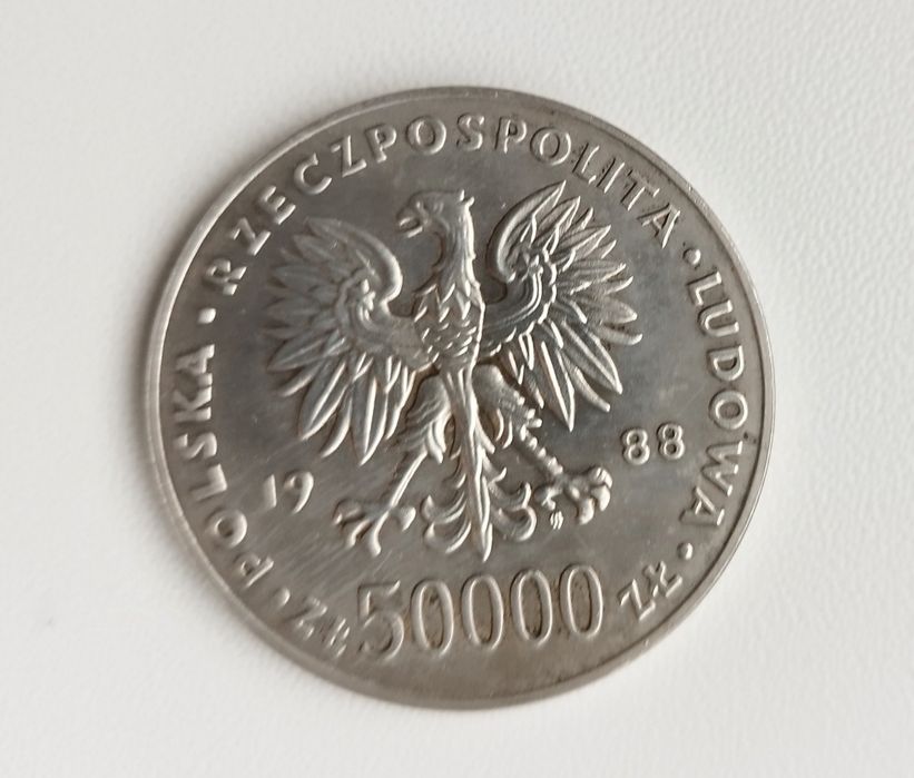 Moneta 50000 zł Piłsudski srebrna
