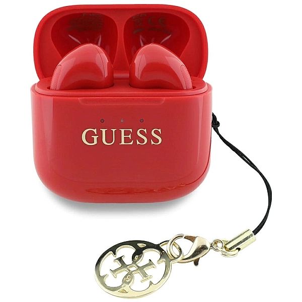 Słuchawki TWS Guess Glossy Effect Printed Classic Logo & Charm - czerw