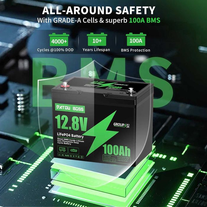Акумулятори LiFePo4 12,8v 100ah DatouBoss з BMS 100A нові, в наявності