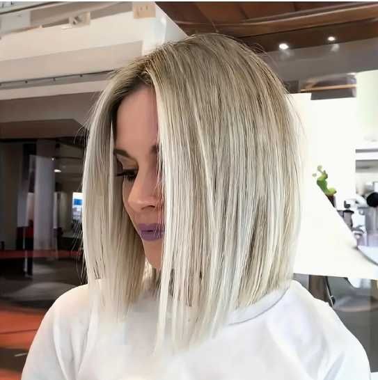 Peruka damska Bob blond z ciemnymi pasemkami 24h PL
