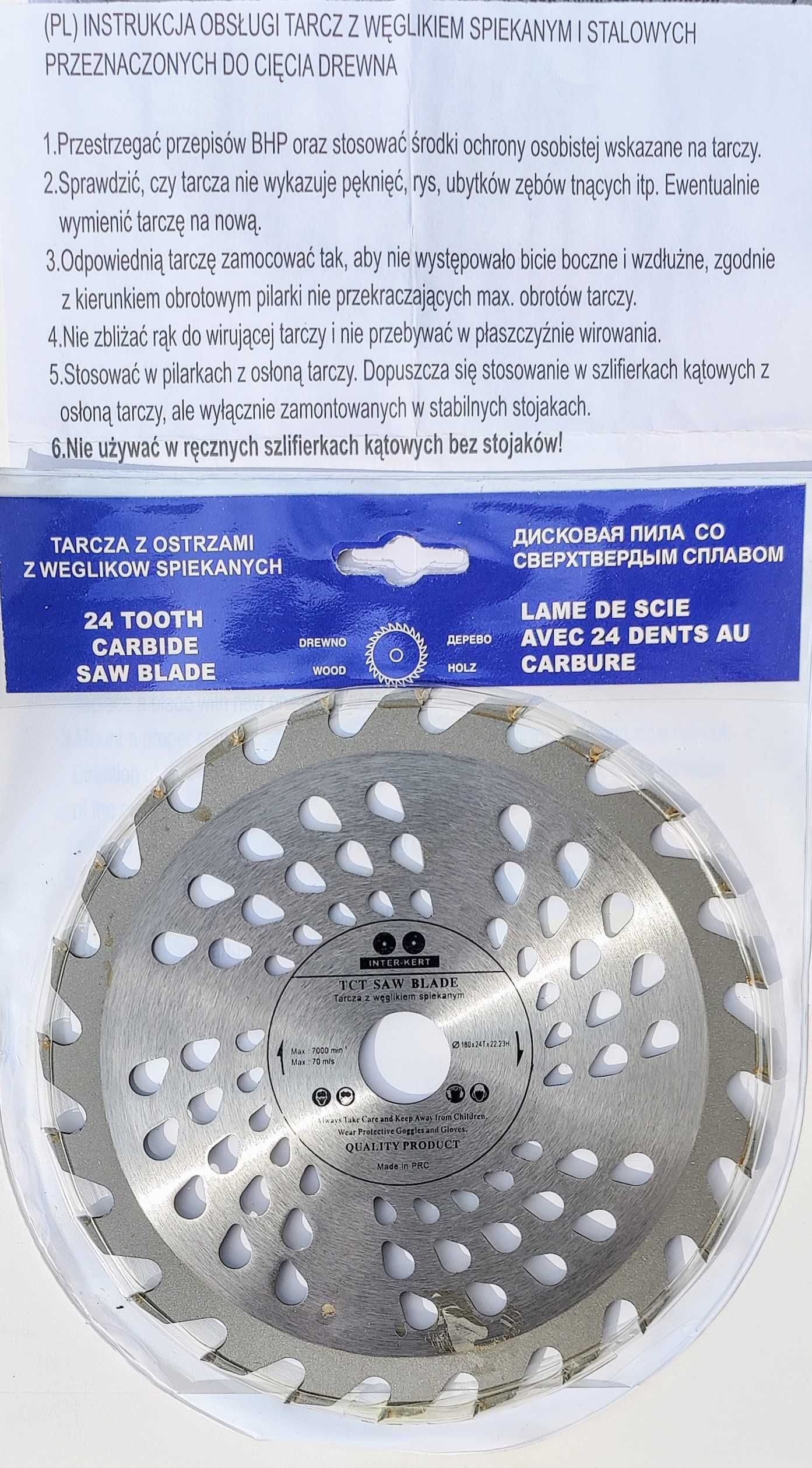 TARCZA PIŁA Z WIDIĄ DO DREWNA 180 ZĘBY 30 Węglik Otwór 20 mm Tarczowa