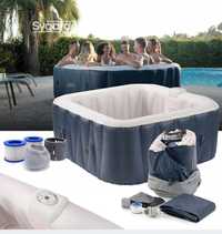 Nowe jacuzzi ogrodowe 6 osobowe kwadrat pompowane