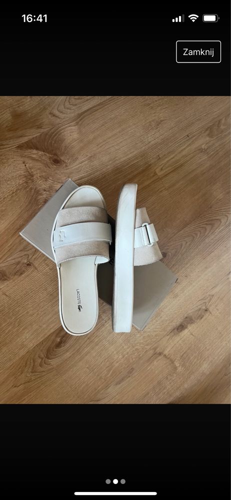 Sandaly Lacoste klapki 39 skora regulacja platformy oryginalne
