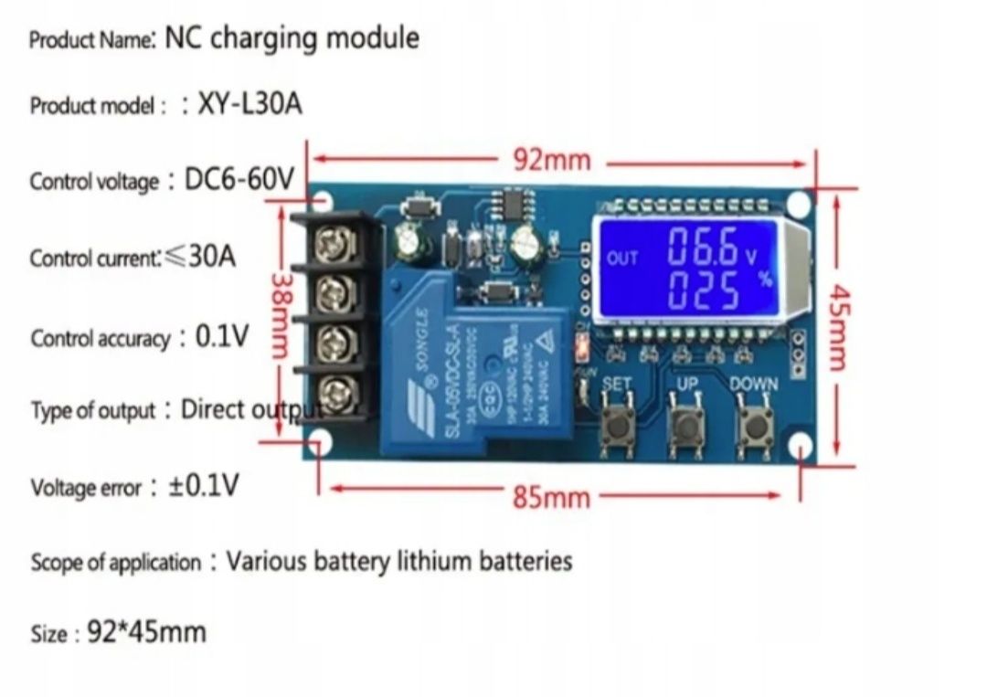 Kontroler regulator ładowania akumulatorów XY-L30A