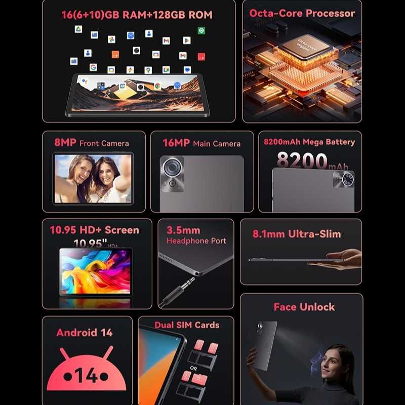 НОВЫЙ Планшет Cubot TAB 70 16/128 ГБ + Чехол, Клавиатура и Мышка