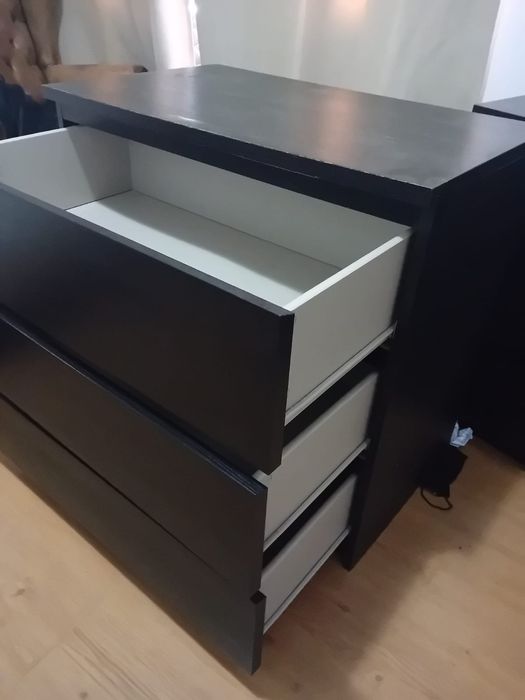 Cómoda 3 Gavetas Preta