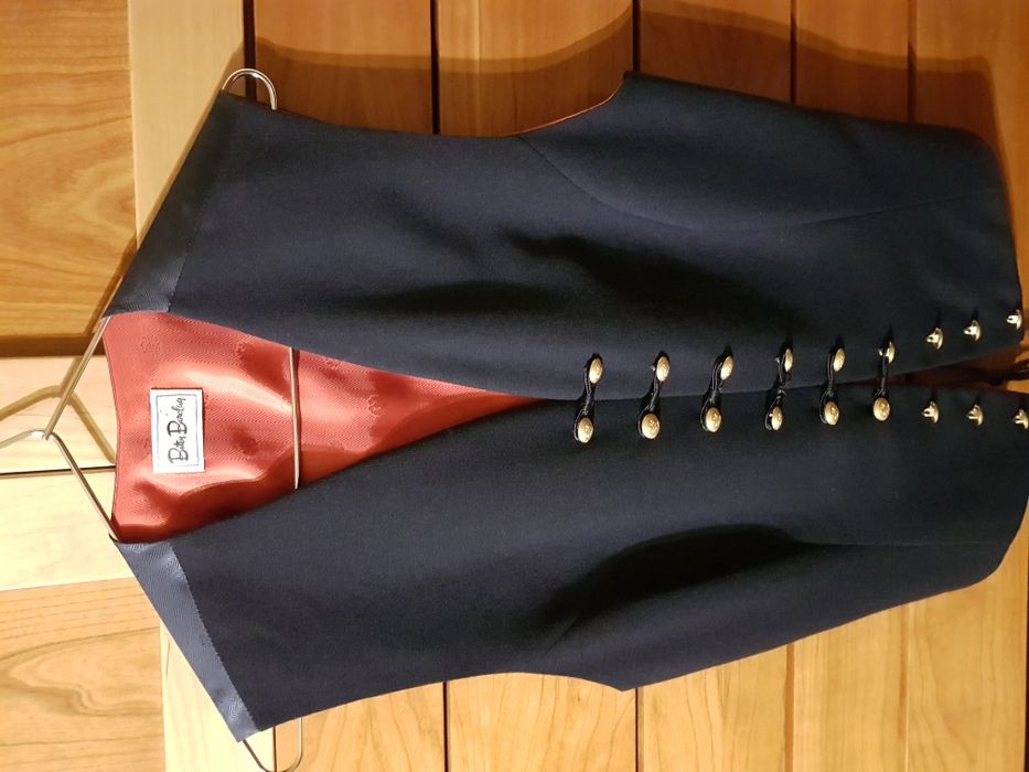 Colete vintage BETTY BARCLAY azul estilo militar