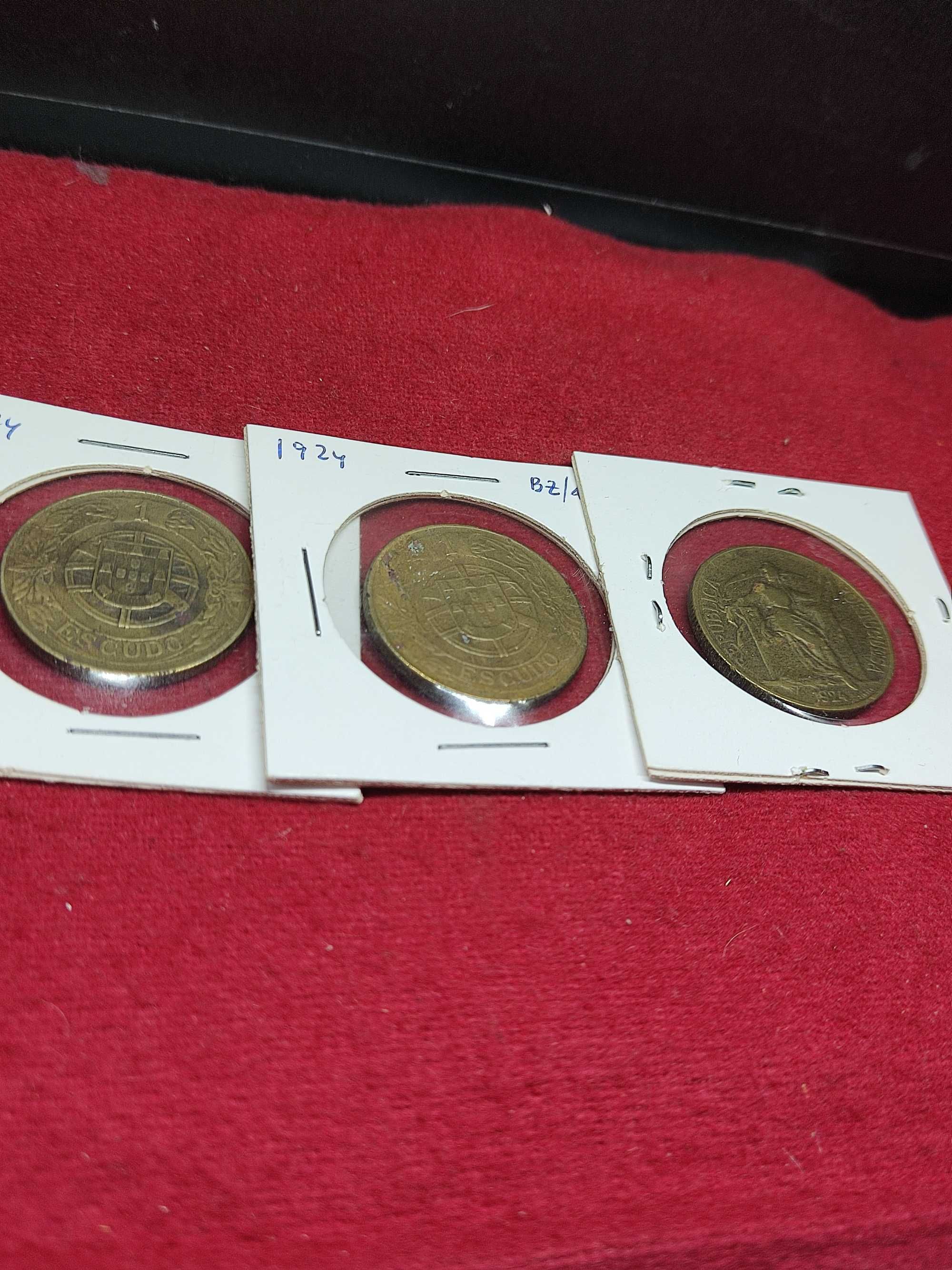 1 escudo 1924, lote 3 moedas, C080
