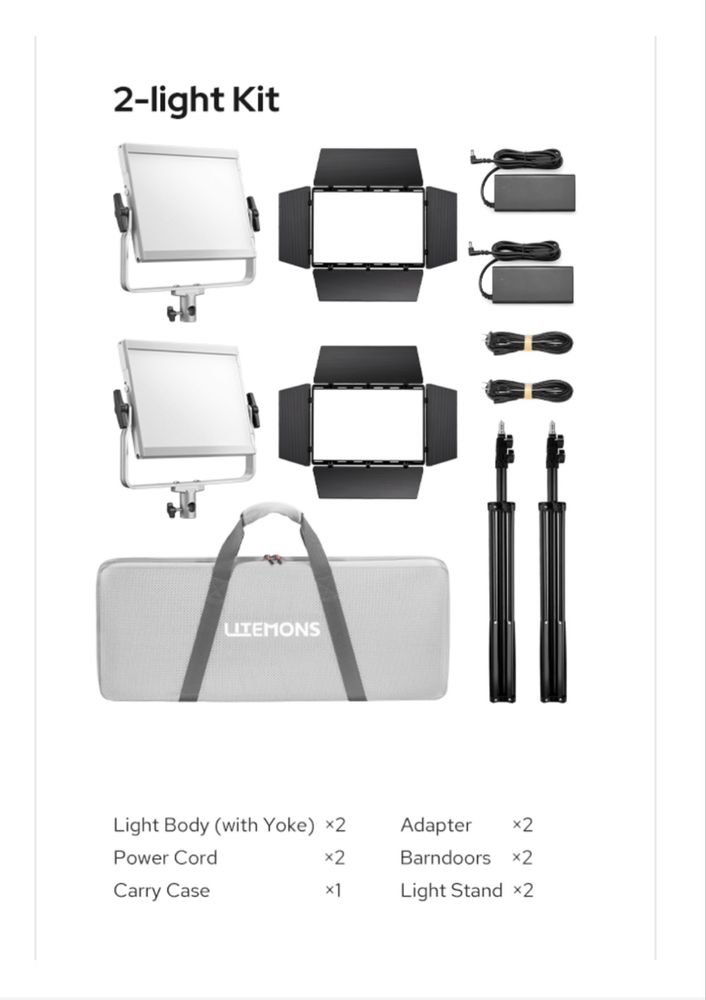 Godox Litemons LP600 Bi (kit 2 лампи зі стійками та кейсом)