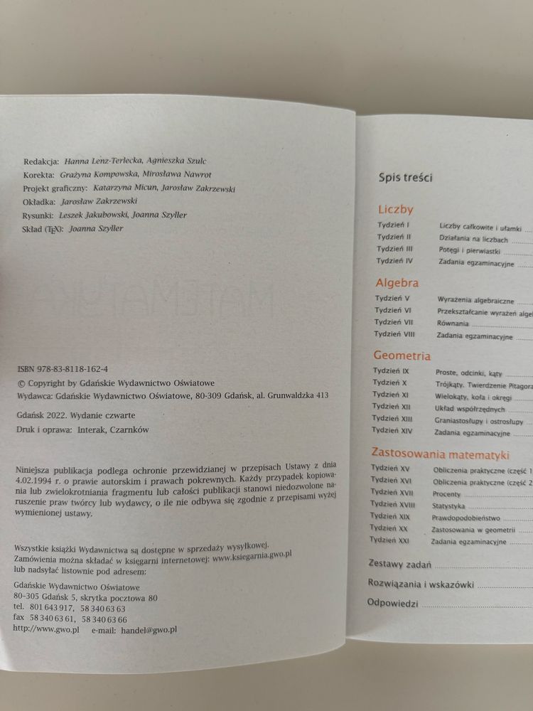 Matematyka kalendarz ósmoklasisty GWO