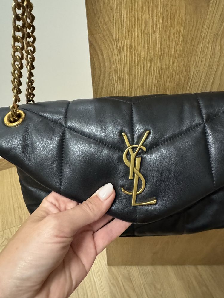 Ysl saint laurent, torebka skóra naturalna