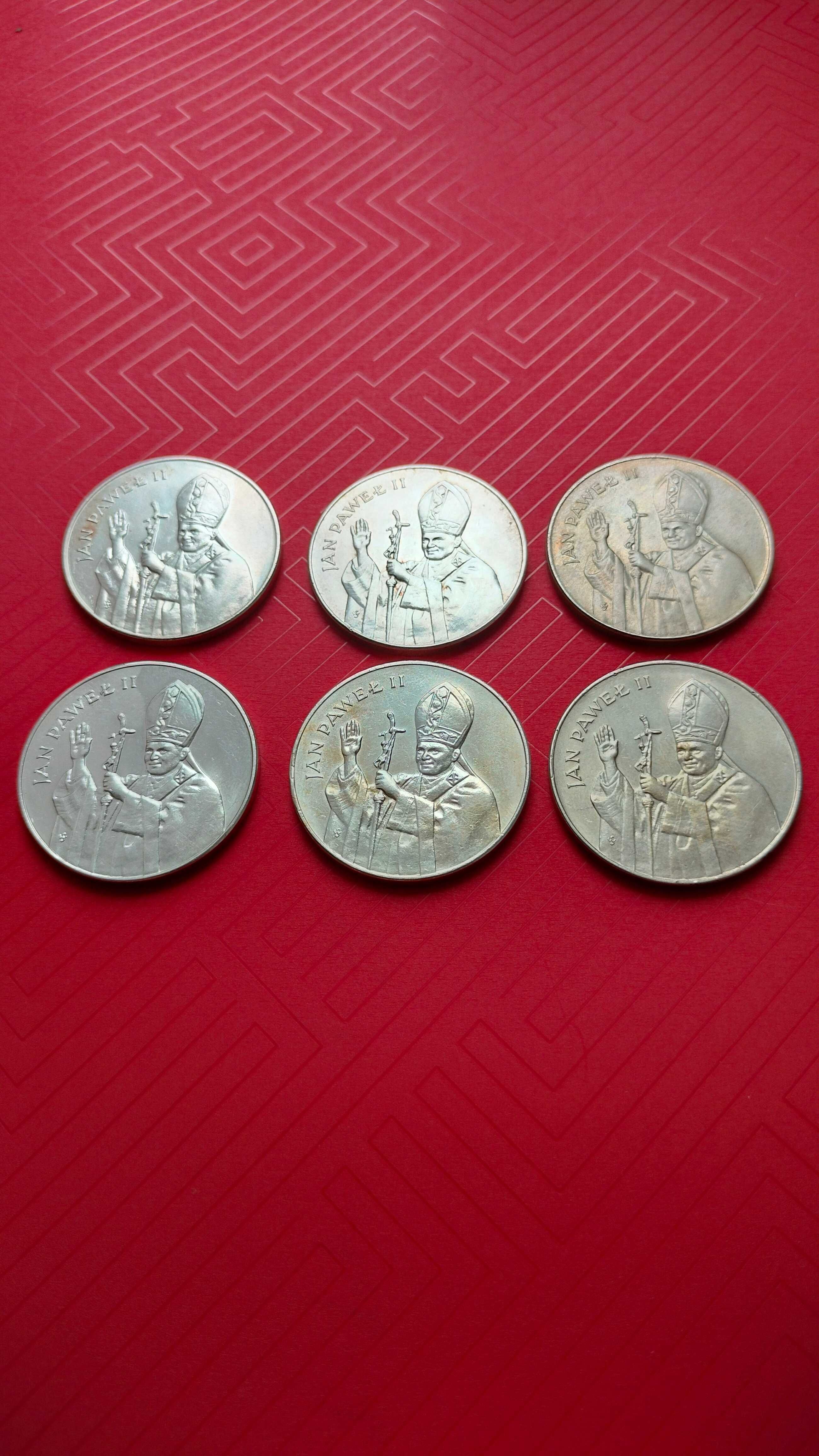 Monety srebrne 10000 zł. Papież. 6 monet  inwestycja