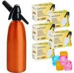 Saturator syfon do wody sodowej pomarańcz 1L +50 naboi +5 kostek lodu