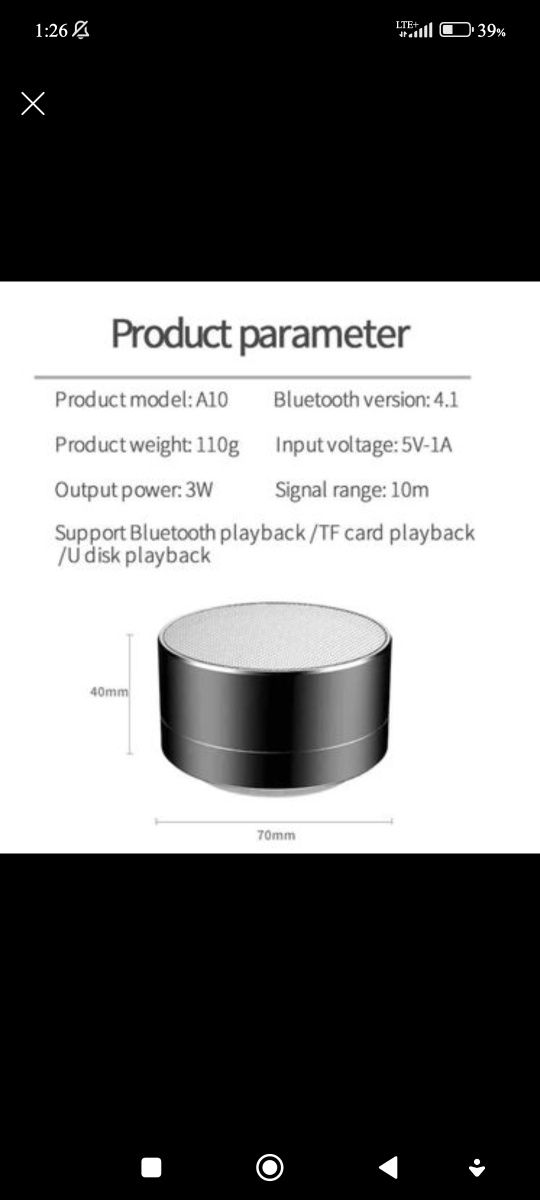 Mini głośnik Bluetooth