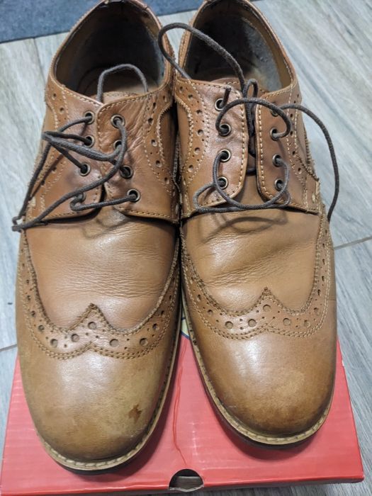 Броги туфлі чоловічі шкіряні мешти Transit в чудовому стані коричневі