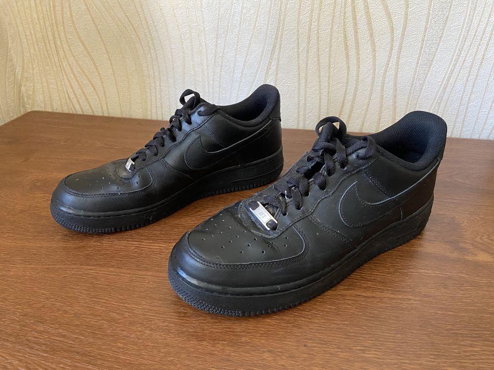Nike Air Force 1 кросівки чорні шкіряні