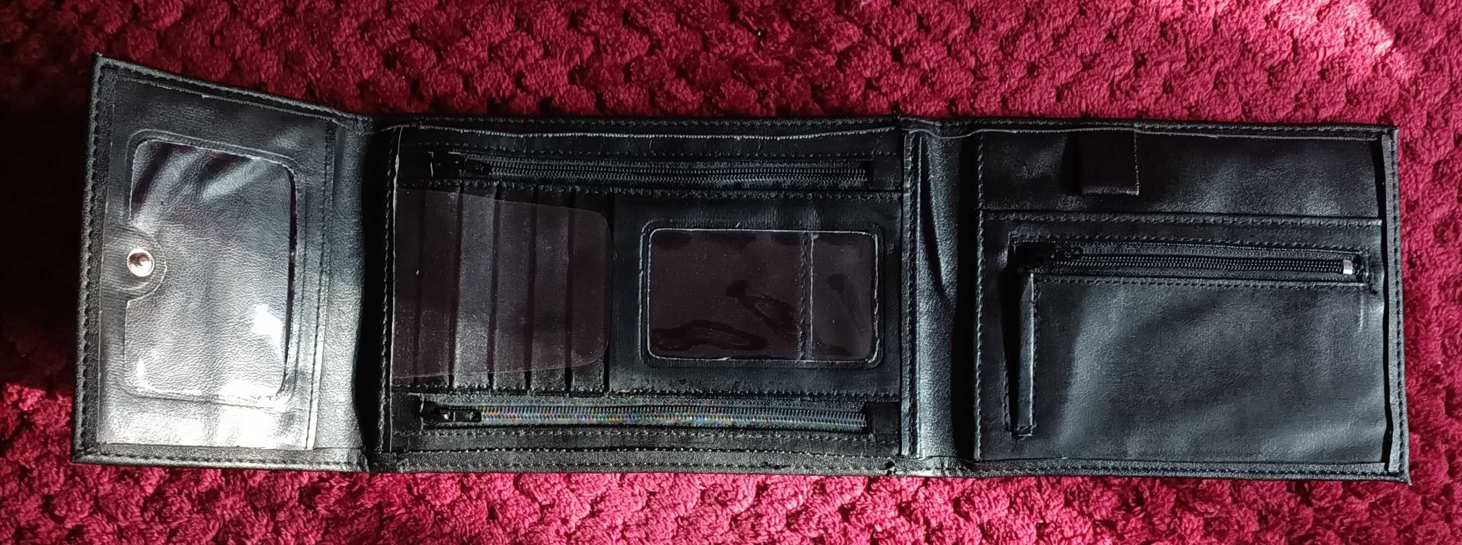 Duży portfel męski składany, czarny