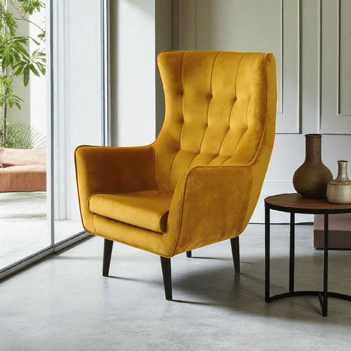 Fotel z wysokim oparciem. QUEEN (lord). Fotel skandynawski. Pikowany