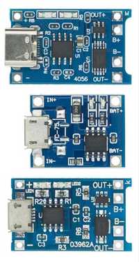 Контроллер заряда TP4056 с защитой и без micro USB и Type-C