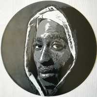 Tupac Shakur pintura original em disco de vinil