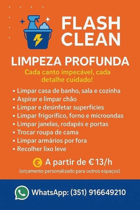 Faço Limpeza casas e Apartamentos A partir de € 10 a hora