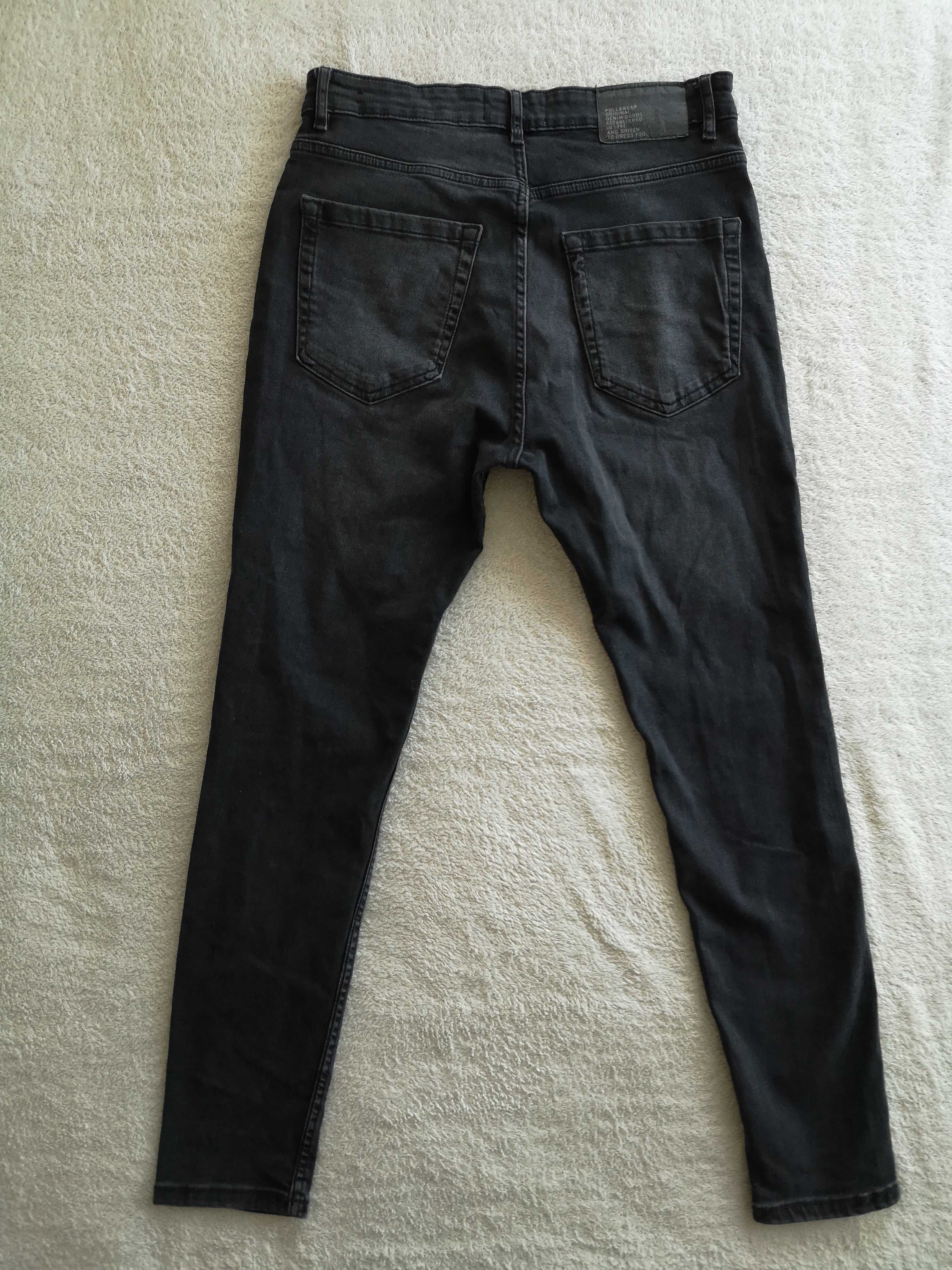 Szare grafitowe spodnie jeansowe jeansy Pull & Bear 42 jak nowe