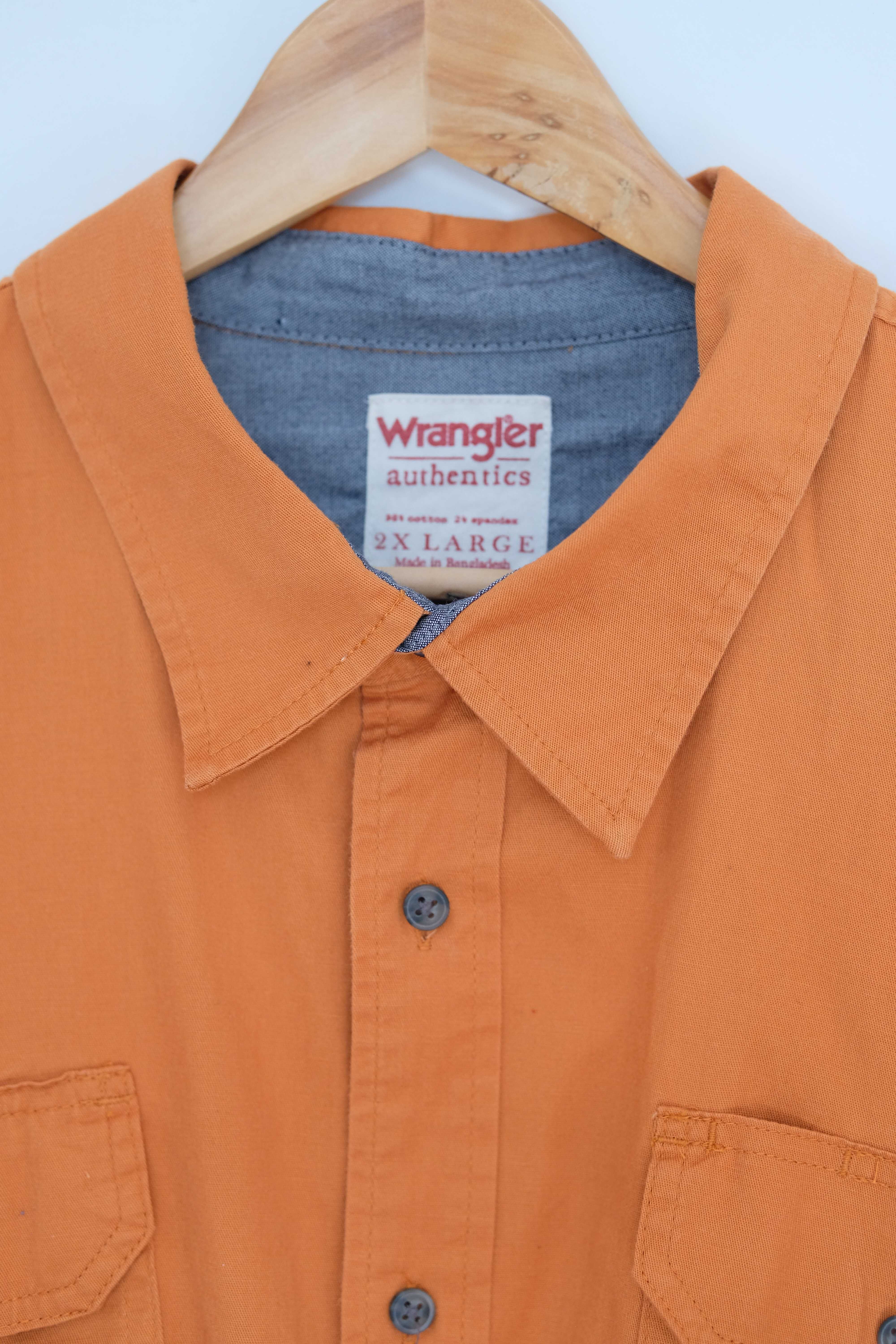 Wrangler koszula męska XXL pomarańczowa bawełniana krótki rękaw