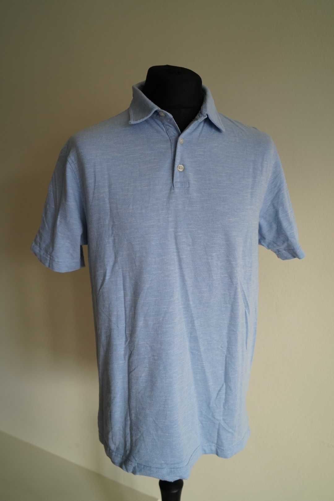 Charles Tyrwhitt błękitna koszula polo polówka t-shirt bawełniany L