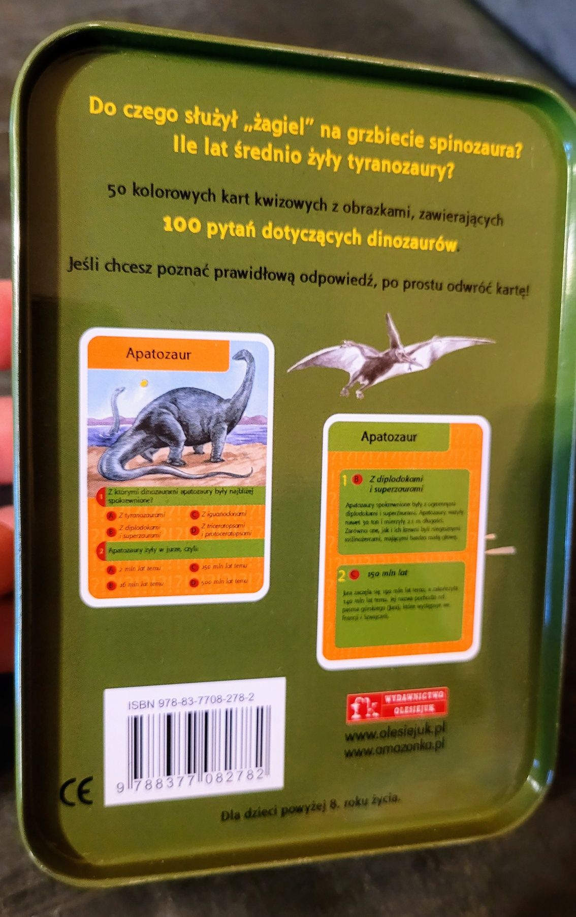 Dinozaury gra dla dzieci karty 100 pytań i odpowiedzi