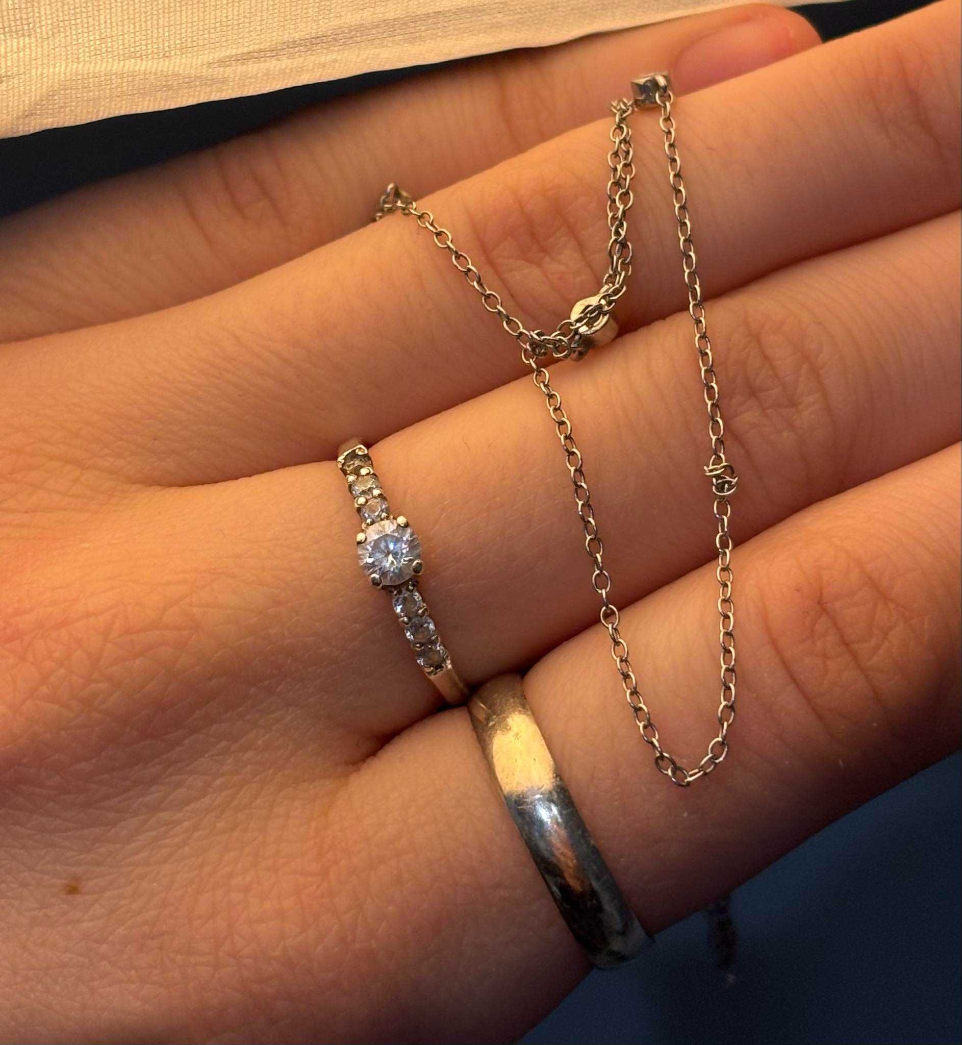 Biżuteria damska zestaw obrączka wisiorek pierścionek srebro set