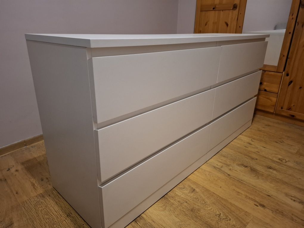 Komoda, biała, ikea malm 6 szuflad
