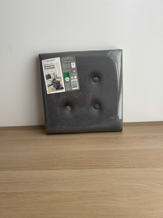 NOWA aksamitna składana pufa ze schowkiem Smukee 38x38x38 cm