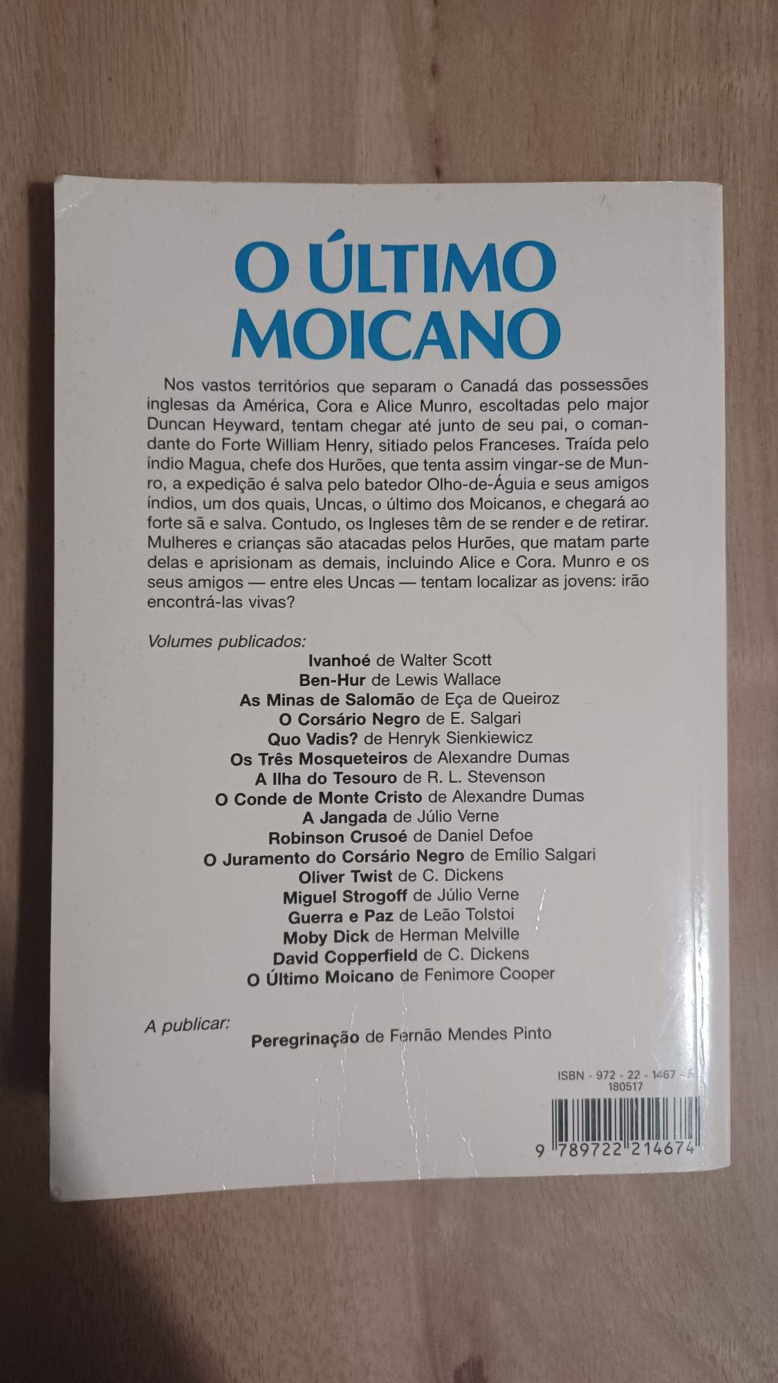 Livro "O Último Moicano" de Fenimore Cooper