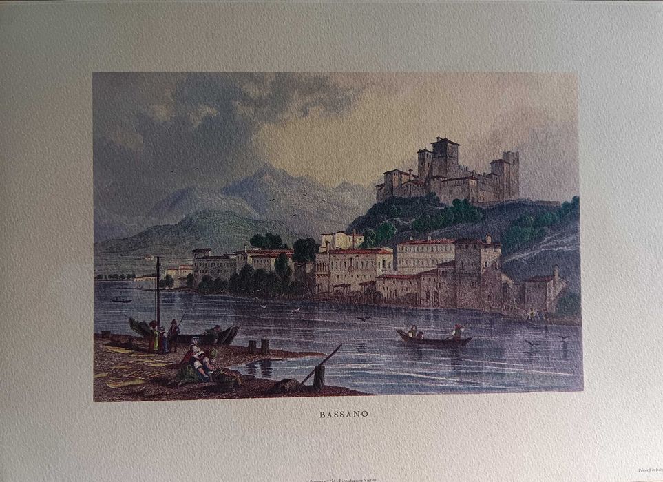 Coleção de 8 litografias de gravuras antigas de Itália