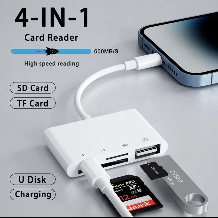 Card reader for IPhone, SD card to Iphone, otg lightning IPhone 4в 1
