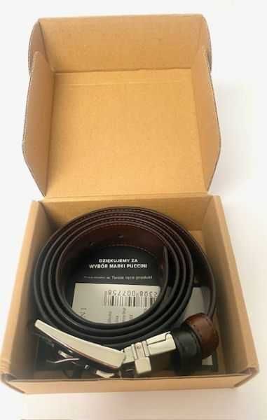 NOWY pasek skórzany z etykietą