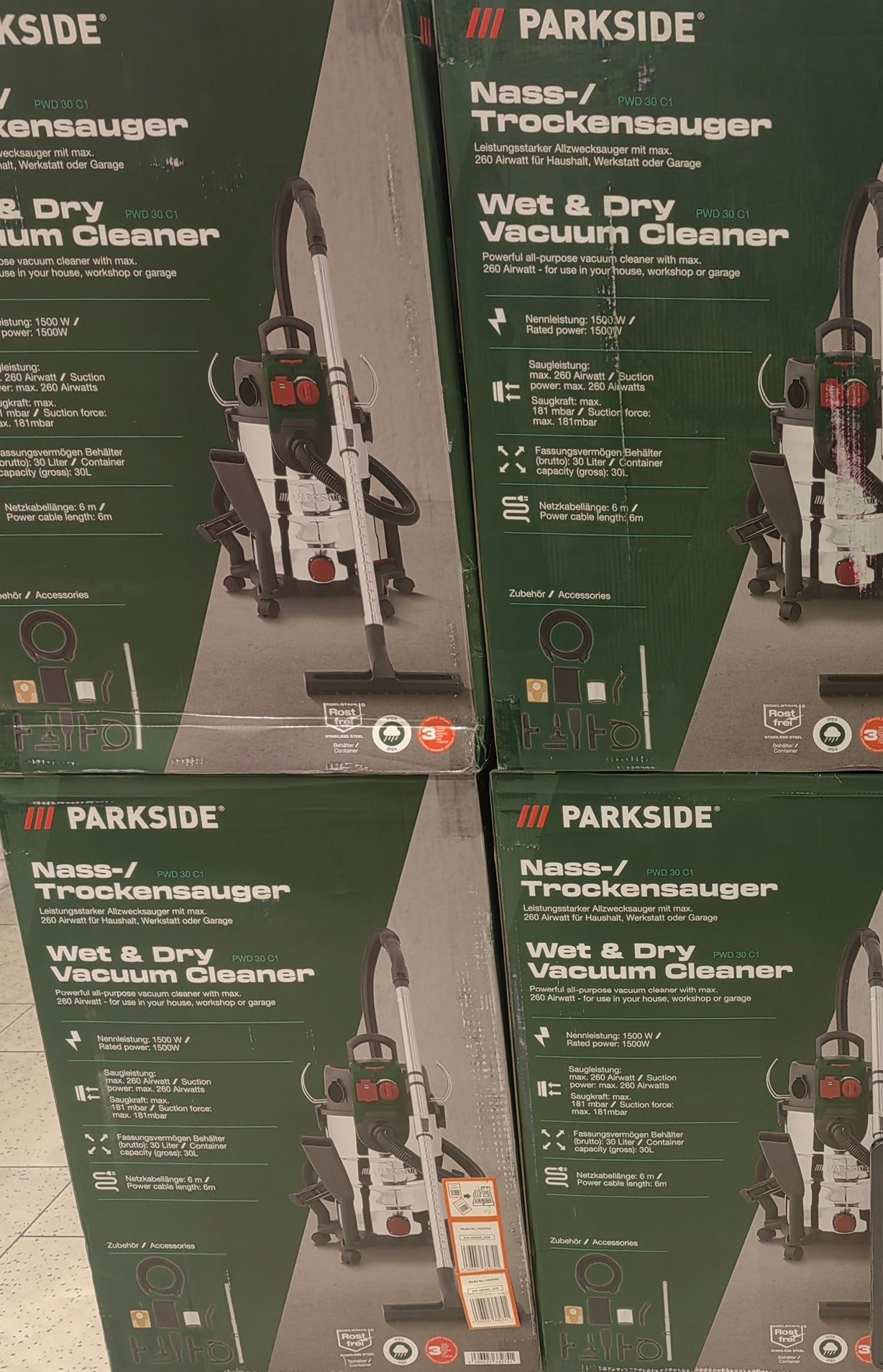 Пилосос Parkside PWD 30 C1 для вологого/сухого прибирання 1500w Нові