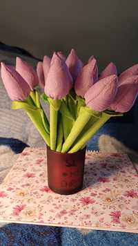 Tulipan fioletowy z materiału
