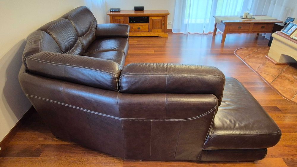 Sofa skórzana narożnikowa do salonu lub gabinetu