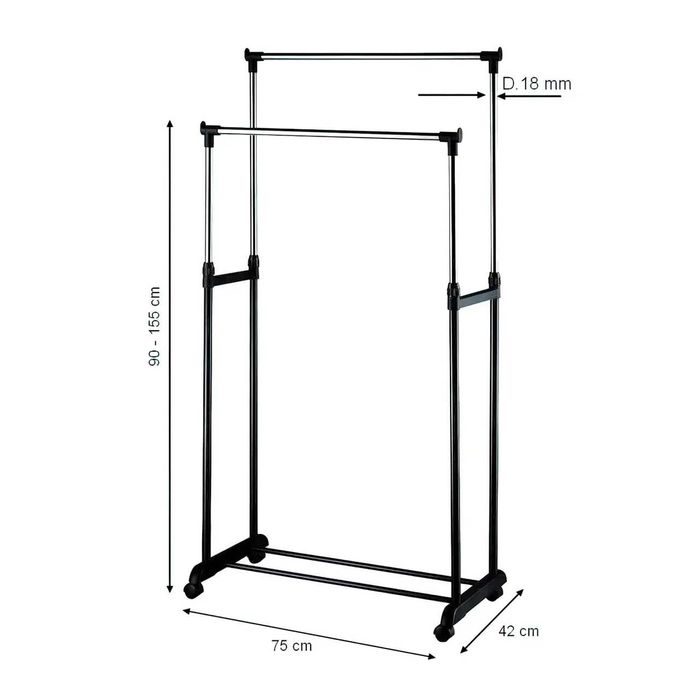 Двойная телескопическая вешалка стойка для одежды напольная Double Pol